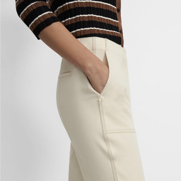 Theory Treeca Pant In Cotton Twill Ecru - Picture 6 of 13